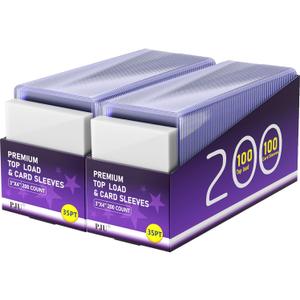 400 Card Sleeves Top Loaders for Cards, Toploaders Premium Baseball Card Sleeve Hard Plastic, 3" x 4" Trading Cards Holder, Sports Protectors(200 Toploaders + 200 Penny Sleeves)