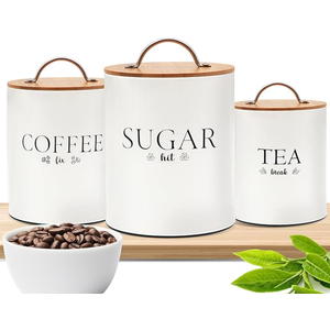 D'Lifeful Sugar Canister-  Airtight Canister for Kitchen Counter - Farmhouse Container for the Kitchen - Decorative Countertop storage with Airtight Lid for Freshness - White