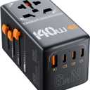 TESSAN 140W GaN Universal Travel Adapter, International Plug Adaptor with 3 USB C and 1 USB A Charging Ports, Worldwide Power Outlet for US to Europe UK AUS Ireland(Type C/G/A/I), Black