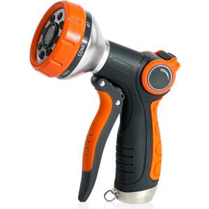 Water Hose Nozzle Heavy Duty with 8 Spray Patterns, Water Hose Sprayer Nozzle with Water Flow Thumb Control, Labor-saving Buckle & Front Trigger, for Watering Plants, Washing Cars & Pets