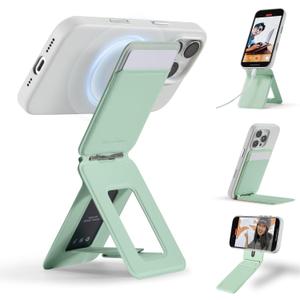 MOFT Phone Tripod Wallet for iPhone, Mulit-Angles, Lightweight Phone Stand, MOVAS Vegan Leather Magnetic Wallet, Strong Magnets, NFC Card Holder,Travel Essential, Peppemint (with Card Slot)