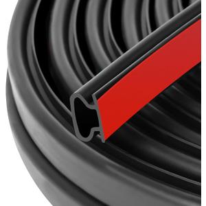 Rubber Door Seal Strip 40 Ft Rubber D-Shape Weather Stripping Self-Adhesive Frame Seal for Exterior Front Doors Jamb House Entry Frame Easy Cut to Size - Black