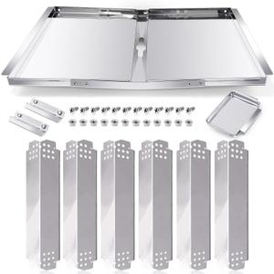 Hiorucet Grill Grease Tray Replacement Parts for Nexgrill 6 Burner 720-0896B, 720-0898, 720-0896X, 730-0898, 720-0896E, 720-0896C, 720-0898A, Adjustable 30"-36" Gas Grill Drip Pan, Heat Plate Shields.