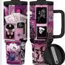 Tumbler with Lid and Straw Travel Coffee Mug Gifts for Astrology, Tarot CardsCelestial, Moon, Galaxy Lovers 40oz Tumbler with Handle Travel Mug Double Wall Vacuun Insulated Cup (Pack of 1)