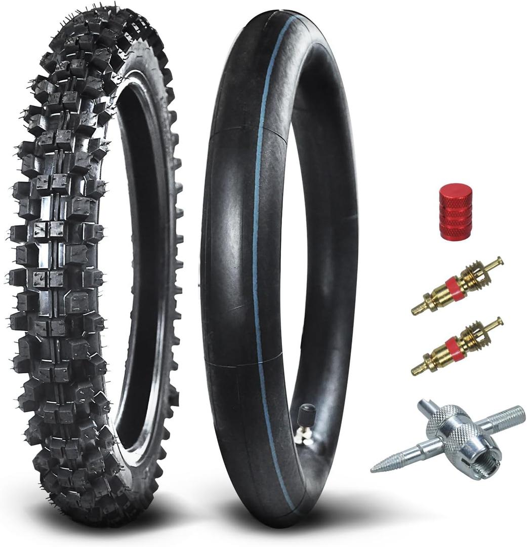 HOLATO Front 70/100-17 2.75-17 Tire and Inner Tube for KLX125 KLX140 KX85 TTR125 YZ80 YZ85 RM80 CR80 CT90 DRZ125 TaoTao DB17 Apollo RFZX18 Coolster Dirt Pit Bike Off Road Motocross Heavy Duty