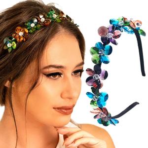 Formery Colorful Crystals Headband Sparkly Beads Hairband Party Prom Beaded Headpiece Hair Accessories for Women