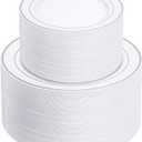 NOCCUR 200PCS Silver Plastic Plates Disposable for 100 Guests - Include 100 Dinner / 100 Dessert Plates Heavy Duty - Ideal for Party/Wedding/New Year