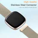 ZWGKKYGYH Bands Compatible with Fitbit Sense 2/Sense/Versa 3/Versa 4 Smartwatch Women Men, Stainless Steel Metal Mesh Magnetic Band Replacement for Sense/Versa 3/4, Small Champagne