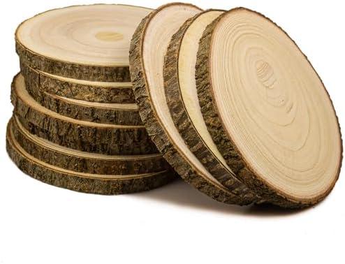 Large Unfinished Wood Slices for Centerpieces 10pcs 6-7 inches Natural Wood centerpieces for Tables Table Decor, Rustic Wedding Centerpieces， Wood Rounds for Crafts, andwood Circles Discs