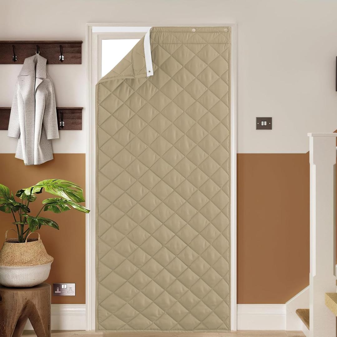 KEPARPCN Thermal Insulated Curtain Storm Wind Insulation Curtian Temporary Door Anti Energy Loss Reduce Noise Door Window Shade for Garage Patio Kitchen, 34W x 80L Inch, Cappuccino, 1 Panel