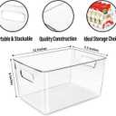 Clear Plastic Storage Bins, Pantry Organizers and Storage or Kitchen Organization and Storage Containers Bins for Organizing, Fridge, Freezer, Bathroom, Pantries, Refrigerator, Cabinet Organizer Bin