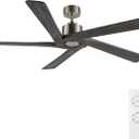 WINGBO 54 Inch DC Ceiling Fan without Lights, 5 Reversible Carved Solid Wood Blades, 6-Speed Noiseless DC Motor, Ceiling Fan No Light with Remote, Brushed Nickel Finish with Gray Blades, ETL Listed