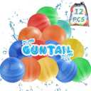 GUNTAIL 12Pcs Reusable Water Balloons,Quick-Fill Water Bombs,Silicone Water Balls For Kids Aged 3-12,Outdoor Water Ball Fights,Summer Party Supplies For Swimming Pools, Beaches,Yards Outdoor Games