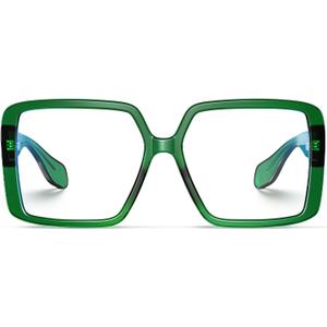 VISOONE Oversized TR90 Blue Light Blocking Glasses Fashion Accessories Non Prescription for Women Harvard (Emerald Green)