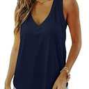 DB MOON Womens 2024 Summer Sleeveless Tops Deep V Neck Tank Tops Loose Fit Shirts (Small, Black)