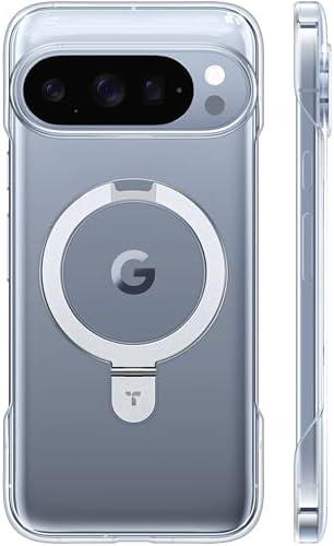 TORRAS Slim for Google Pixel 10 Pro Case Clear, 6,5 inch Fit for MagSafe, Open Edge Frame, Phone Case for Pixel 10 Pro XL with Stand, Ultra Thin Minimalist, Never Yellowing, Shockproof Corner Cover, Clear