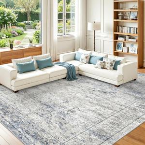 8x10 Area Rugs for Living Room,Large Washable Rug,Blue