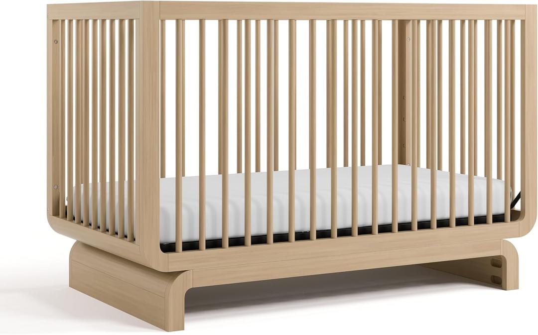 Storkcraft Santorini Deluxe 5-in-1 Convertible Crib with Bonus Toddler Guardrail (Driftwood)  GREENGUARD Gold Certified, Toddler Guardrail Included in Box, Fits Standard Crib Mattress