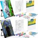 2 Pack Acrylic Paint Set for Kids & Adults, Painting Party Kits With 12*2 Acrylic Paint, 8*2 Brushes, 2*2Canvas Boards and 1*2 Easel and 1*2 Palette, Art and Craft Supplies Set for Student & Beginner