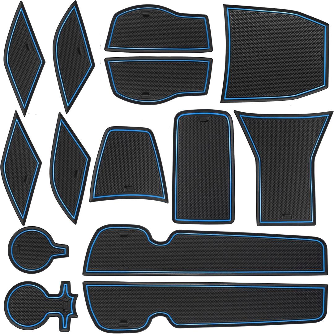 SENSHINE for Chevy Trax Accessories 2024 2025 2026 Cup Holder Insert Door Slot Mat Center Console Liner Pad for Chevrolet Trax LS 1RS LT 2RS ACTIV Non-Slip Anti Dust Premium Interior 14-PC (Blue Trim)