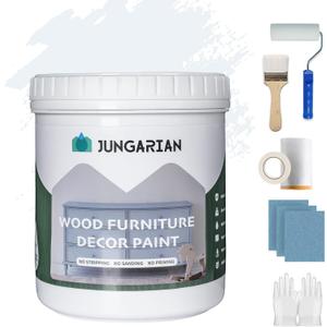 Furniture Paint Kit 32oz with Tools - Water-based & Low Odor No Sanding No Priming- Matte Finish Indoor Outdoor Wood Paint for Cabinets, Doors, Tables and Dressers - White