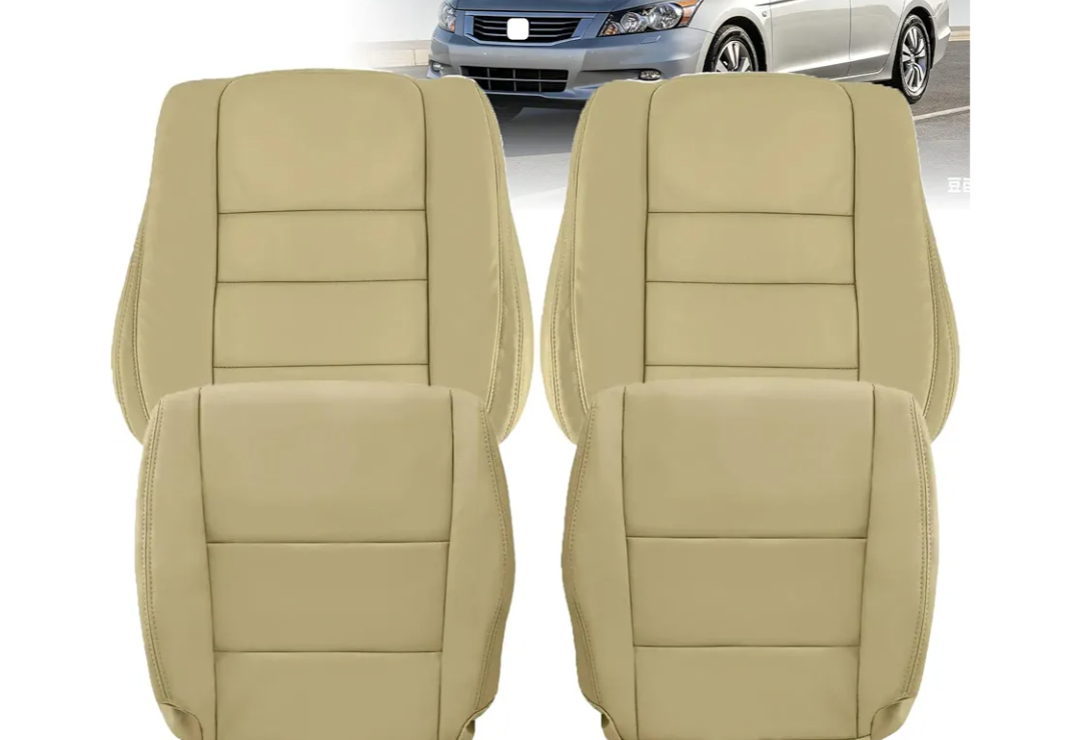 Tan Front Driver ＆ Passenger Bottom & Top Replacement Seat Covers Microfiber Leather For 2 Sits