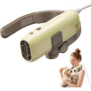 Hands-Free Dog Dryer for Pet Grooming, Adjustable Neck Hanger Pet Hair Dryer for Grooming Salon，Portable Pet Neck Dryer for Small Medium Dogs & Cats, Drying Quickly with Sturdy Bracket.(Brown)