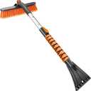 HEEYA Car Ice Scraper with 12.6 Inch Large Brush Head, Snow Brush and Ice Scraper for SUV Windshield Window, Extendable Snow Scraper for Truck Automobile Vehicle - Orange