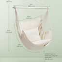 SONGMICS Hammock Chair, Load Capacity 500 lb, Hanging Chair with 2 Cushions, Large Hammock Swing with Chain and Pocket, for Indoor, Outdoor, Living Room, Bedroom, Cream White UGDC197M01