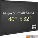 Board2by Magnetic Chalkboard Black Board 46 x 32, Extra Large Chalk Board Blackboard for Wall Decor, Easy-to-Erase Wood Framed Magnet Board, 2 Pens, 4 Magnets for School, Home & Office (Classic Black)