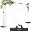EMART Backdrop Stand, 8.5ft Height 10ft Width Adjustable Photography Background Support Poles with Heavy Duty Flat Base, Photo Metal Steel Pipe and Drape Frame Kit for Parties Birthday Wedding - Black (8.5x10ft)