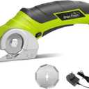 SnapFresh Cordless Electric Scissors, 4V Electric Mini Cutter, Carpet & Cardboard Cutter Tool with a Replacement Blade/Charger, Rotary Cutter for Cardboard Packages Leather Plastic （Green）