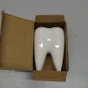 Tooth-Shaped Toothbrush Holder, Ceramic Toothbrush Holder Storage Bucket, Personalized Decoration, Tooth Brush Holder, Creative Birthday Gift, Desktop, Office Desk Decoration (White)