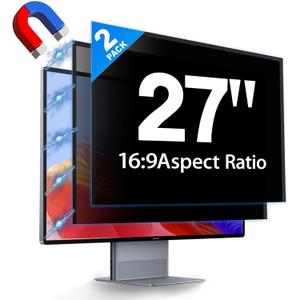 2 Pack Hidden Design Magnetic Computer Privacy Screen Filter 27 inch for Frameless Monitor 16:9 Widescreen, Removable Anti Blue Light Privacy Shield, Anti-Glare Protector