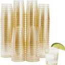 Juvale 100 Pack Gold Glitter Plastic Shot Glasses - 2oz Shot Glass for Weddings, Birthday Parties