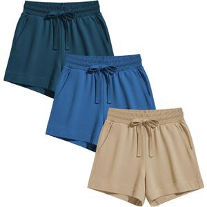 Sexy Basics Women's 3 Pack Active Wear Lounge Yoga Gym Casual Sport Shorts (Blue, XS)