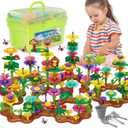 Scientoy Flower Garden Toy Building Blocks, 3 4 5 Year Old Girl Toys, 324 PCS Upgrade Flower Pretend Gardening Gifts for Kids, Floral Arrangement Playset for Age 3-7 Year Old Child Educational