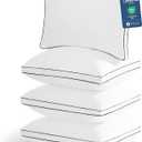 CozyLux Pillows Standard Size Set of 4, Soft Supportive 3D Down Alternative Bed Pillow for Sleeping 4 Pack White, Luxury Hotel Quality Gusseted Bedding Pillow for Back, Stomach or Side Sleepers 18x26