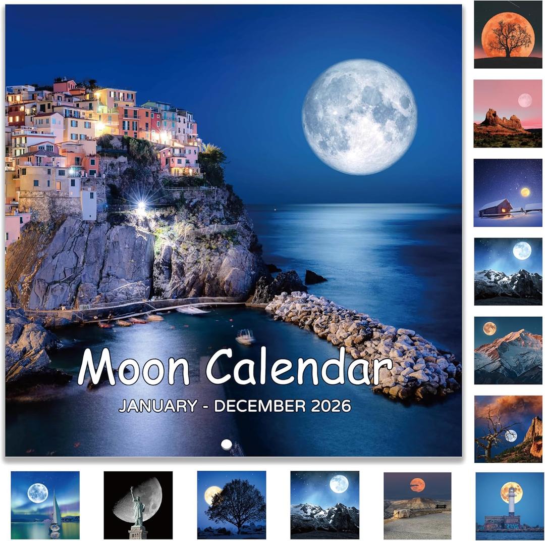 Calendar 2024-2025 - Wall Calendar 2024-2025, Mar. 2024 - Jun. 2025, 12" x 24" (Open), 18-Month Wall Calendar, Perfect for Office & Home - Moon