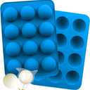 Golf Ball Cake Pop Mold, 2 Pack Golf Ball Chocolate Molds, 12-Cavity 3D Golf Ball Silicone Mold for Cupcake Decorations, Hot Chocolate Bomb, Candy (Blue)