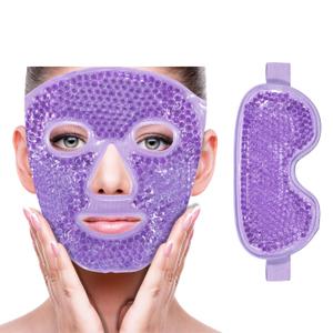ZNCUETD Cooling Ice Face Eye Mask for Reducing Puffiness, Bags Under Eyes,Sinus,Redness,Pain Relief,Dark Circles, Migraine,Hot/Cold Pack with Soft Plush Backin, Purple