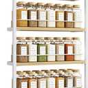IBUYKE Spice Rack Wall Mount,4 Tier Hanging Seasoning Organizer,Spice Rack for Wall for up to 50 Jars,Spice Organization for Kitchen Cabinet,Living Room,Bathroom,Pantry,Natural TLJ016R (White)