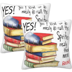 Book Reading Throw Pillow Covers Set of 2 Couch Pillow Case Decoration Cushion Covers for Sofa Home Living Room Bedroom Outdoor 18X18 Inch