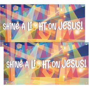 Tingjoo 2 Pcs 12x6 ft Vbs 2026 Bright Jesus Backdrop Bright Jesus Backdrop Design for Vbs with Grommets and Ropes for Church Events Decorations Bible Party, Stage & Photography