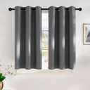 NICETOWN Grey Kitchen Blackout Short Curtain Panels for Bedroom, 45 Inch Long Thermal Insulated Grommet Top Blackout Draperies and Drapes (2 Panels, W42 x L45 -Inch, Grey)