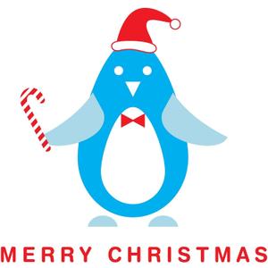 Family Merry Christmas Adorable Cartoon Wall Decal Decoration Cute Little Happy Penguin Christmas Cute Santa Hat Candy Cane Holiday Gift Lasts Years and Easily Removable - Size: 30 in(W) x 24 in(H)