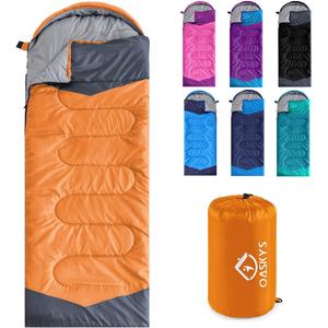oaskys Camping Sleeping Bag - 3 Season Warm & Cool Weather - Summer Spring Fall Lightweight Waterproof for Adults Kids - Camping Gear Equipment, Traveling, and Outdoors (50-80F Everyday 3 Season - Orange)