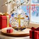 Catholic Cross Gifts: Stained Glass Christian Cross Ornament | Christmas Ornaments (Christmas Tree Decorations), Religious Holiday Decor, Christian Gift, Religious Gift & Xmas Gifts