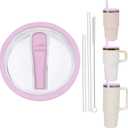 Replacement 30oz and 20oz Leak Proof Tumbler Lid With Straw - Fit For Stanley Adventure Quencher H2.0 30oz, 20oz With Handler and 20oz Without Handle Tumbler (Purple, 20oz and 30oz) (Violet)