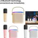 Karaoke Machine for Kids and Adults, Mini Karaoke Bluetooth Mic Singing Speaker with Wireless Microphones and 7 Color Lights, Toys for All Phones, Birthday, Children's Day Gift, Family Party (Beige)